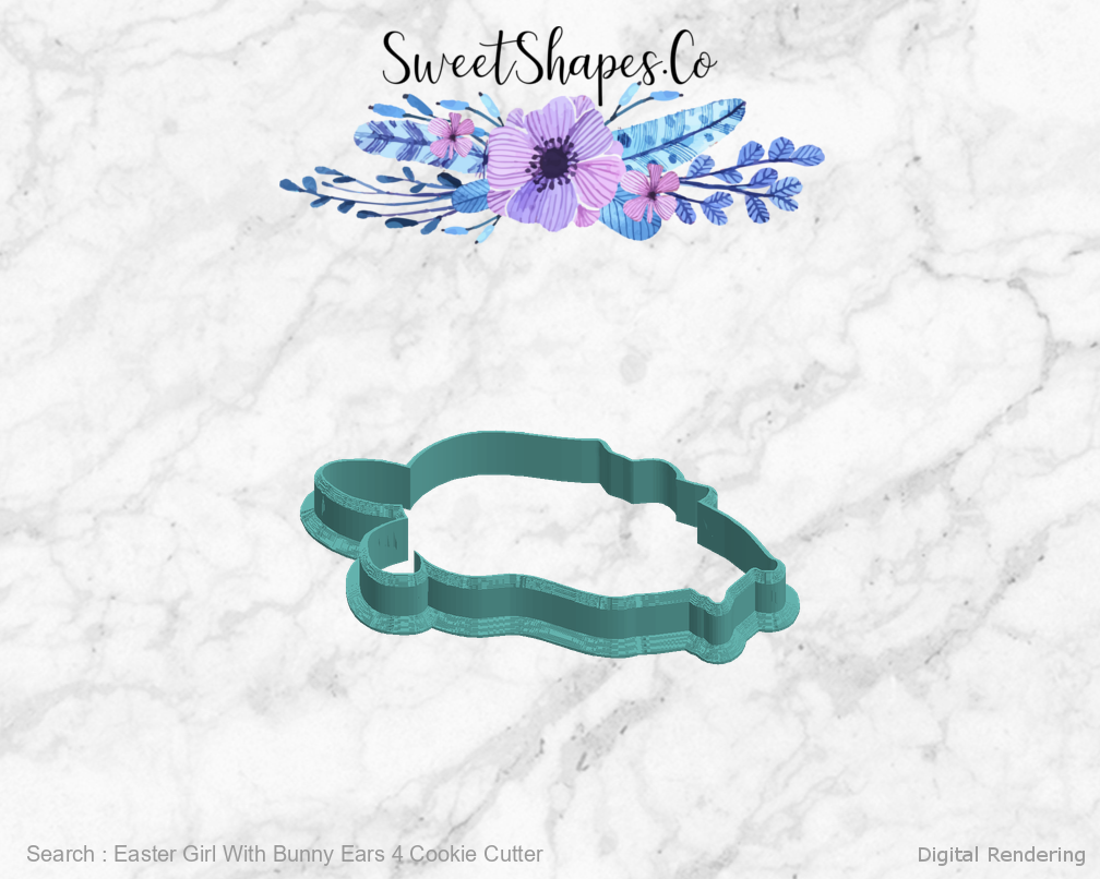 Easter Girl With Bunny Ears 4 Cookie Cutter — left view