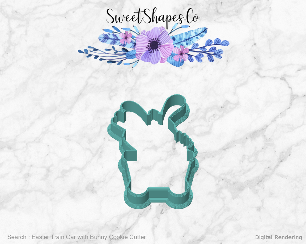 Easter Train Car with Bunny Cookie Cutter — front view