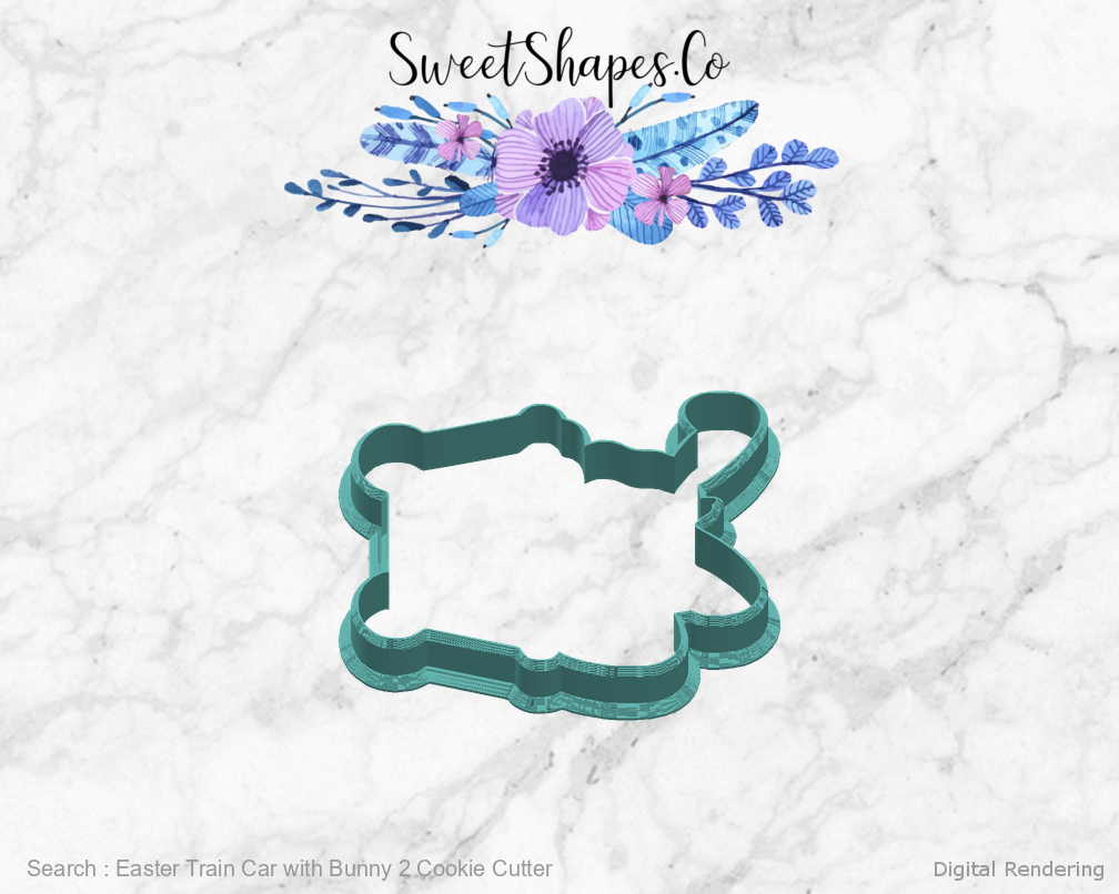 Easter Train Car with Bunny 2 Cookie Cutter — right view