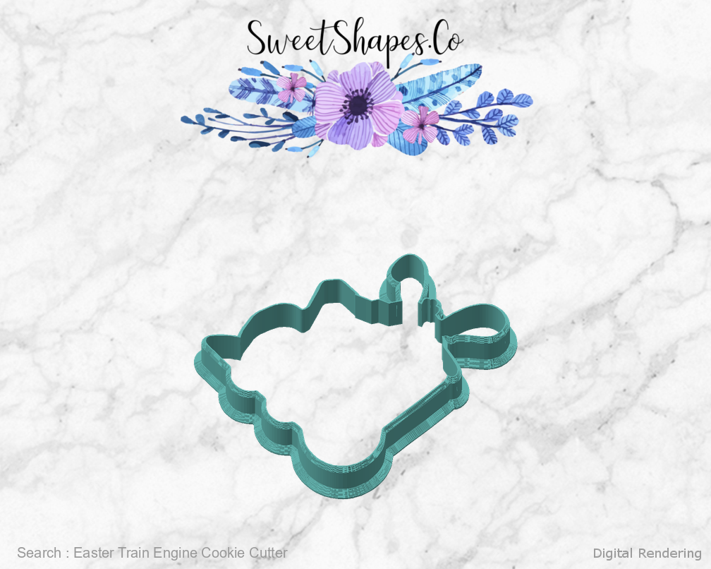 Easter Train Engine Cookie Cutter — angled front view
