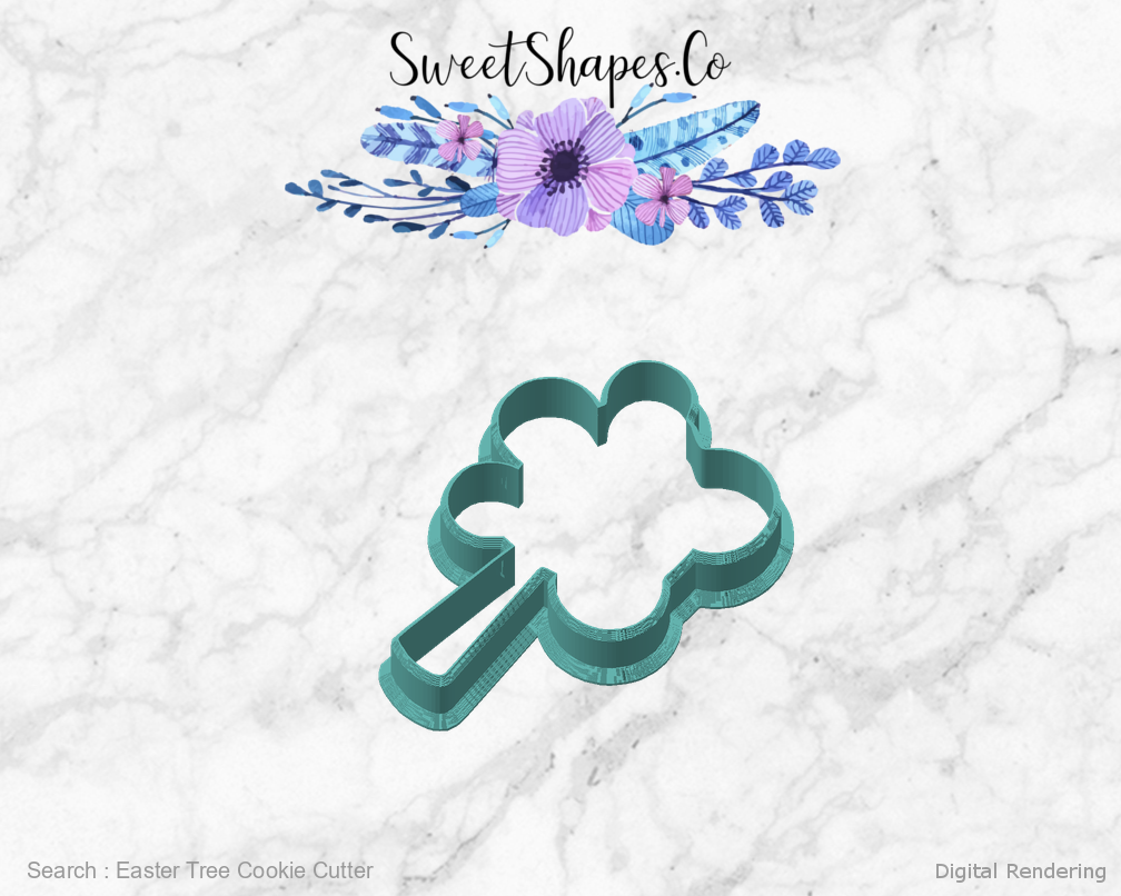 Easter Tree Cookie Cutter — angled front view
