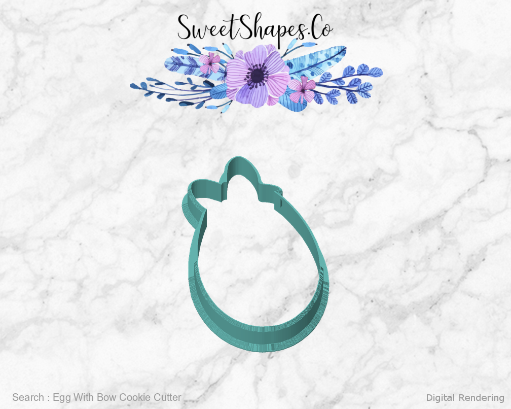 Egg With Bow Cookie Cutter — front view