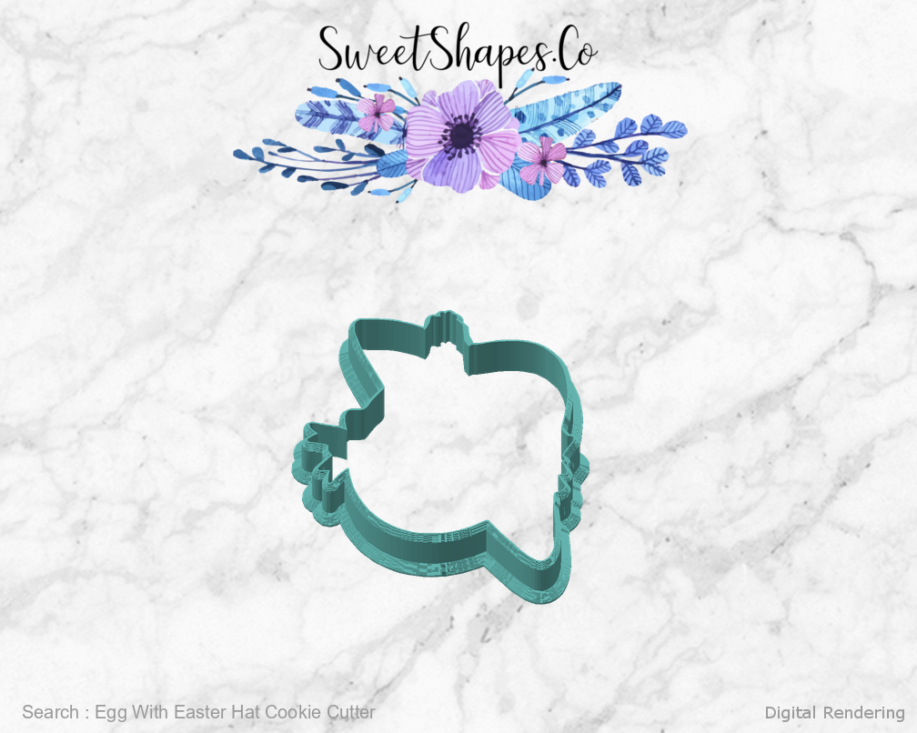 Egg With Easter Hat Cookie Cutter — angled front view