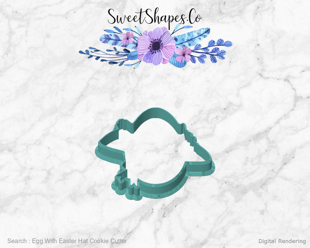 Egg With Easter Hat Cookie Cutter — front view