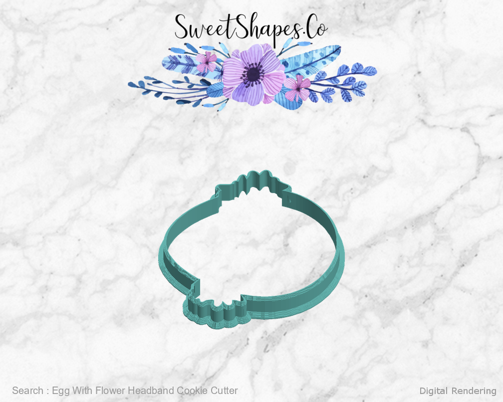 Egg With Flower Headband Cookie Cutter — left view