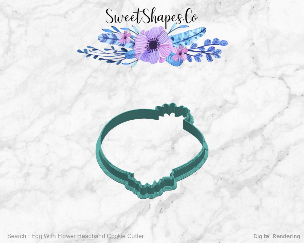 Egg With Flower Headband Cookie Cutter — right view