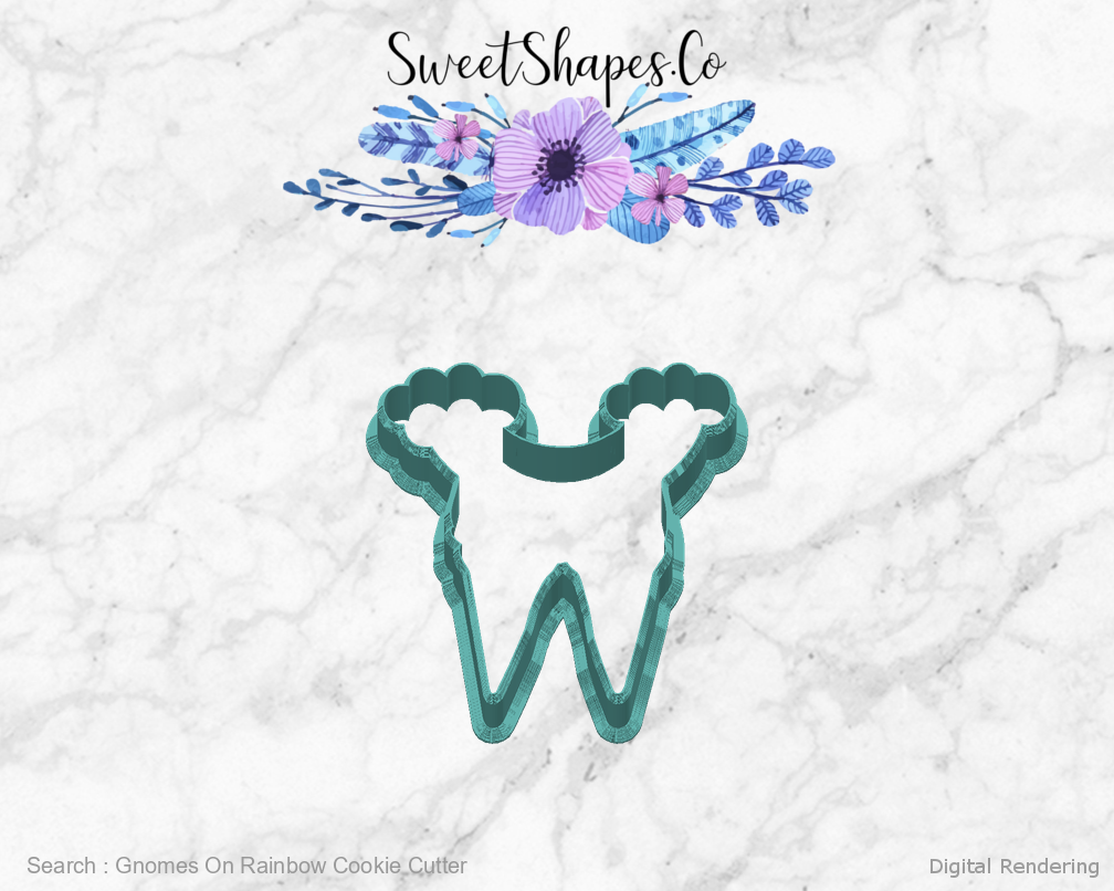 Gnomes On Rainbow Cookie Cutter — back view