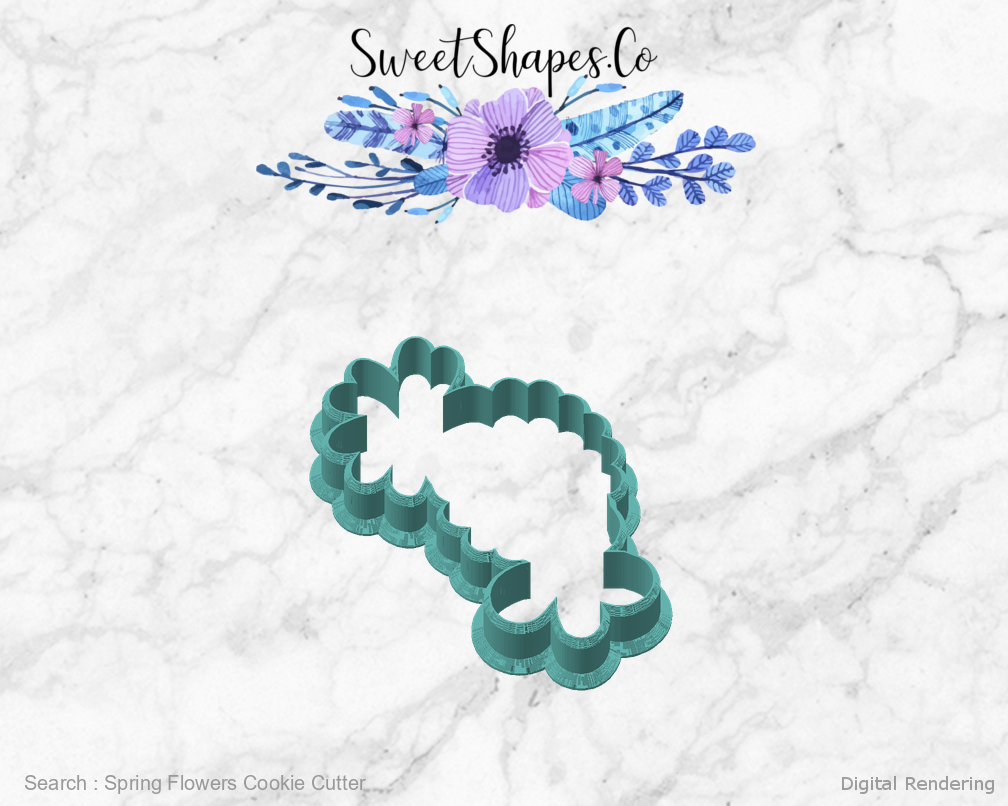 Spring Flowers Cookie Cutter — angled front view