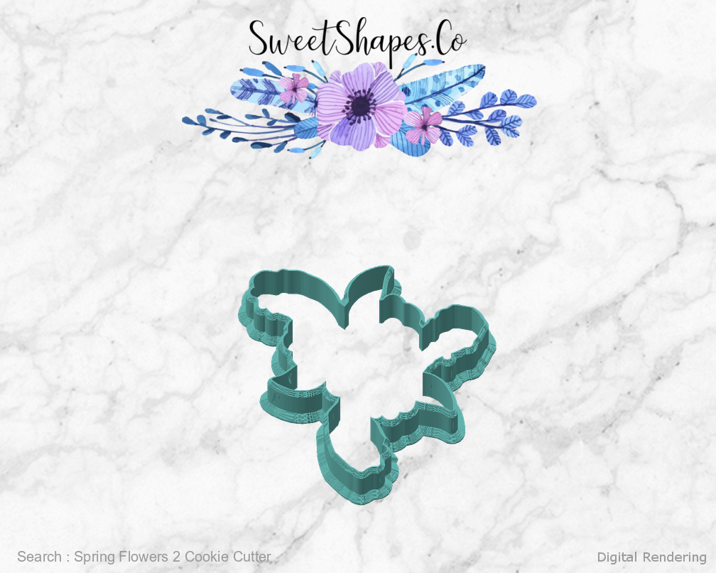 Spring Flowers 2 Cookie Cutter — angled front view