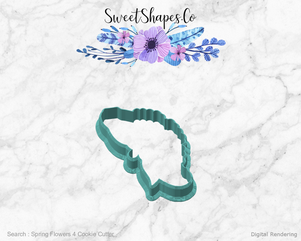 Spring Flowers 4 Cookie Cutter — angled front view