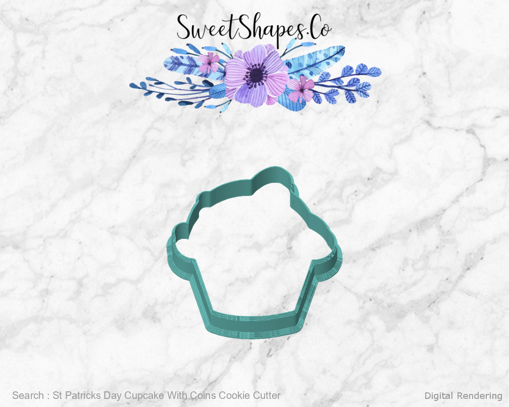 St Patricks Day Cupcake With Coins Cookie Cutter — front view
