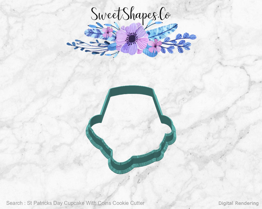 St Patricks Day Cupcake With Coins Cookie Cutter — back view