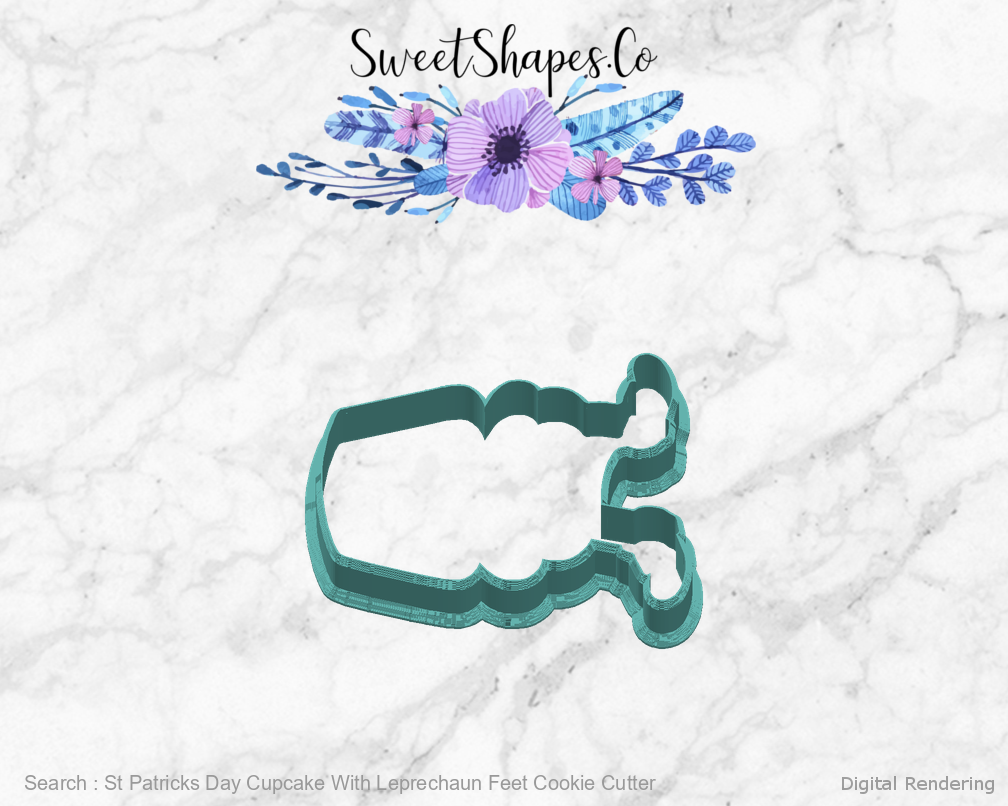 St Patricks Day Cupcake With Leprechaun Feet Cookie Cutter — right view