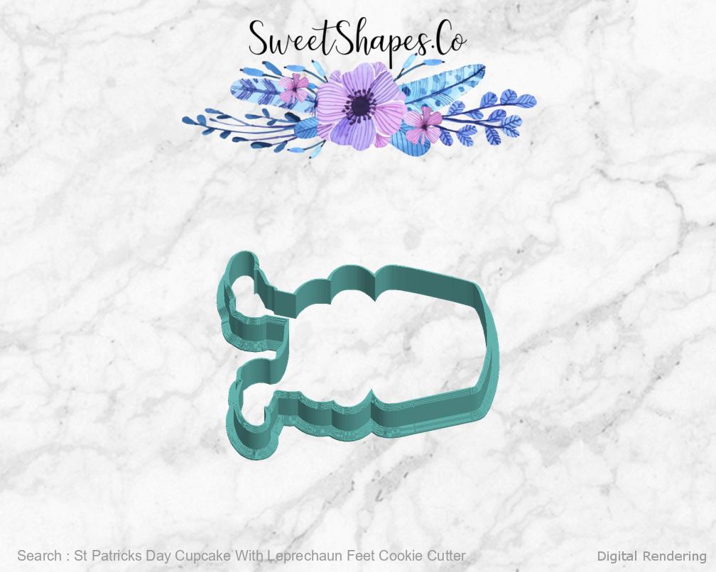 St Patricks Day Cupcake With Leprechaun Feet Cookie Cutter — left view