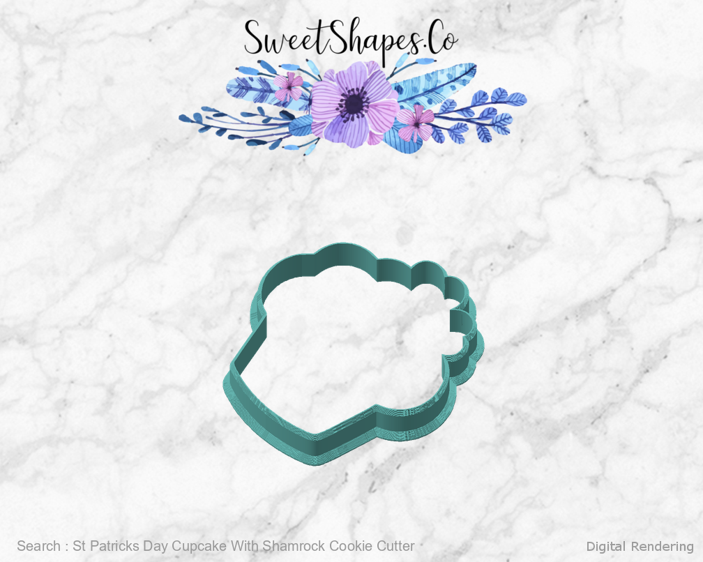 St Patricks Day Cupcake With Shamrock Cookie Cutter — angled front view