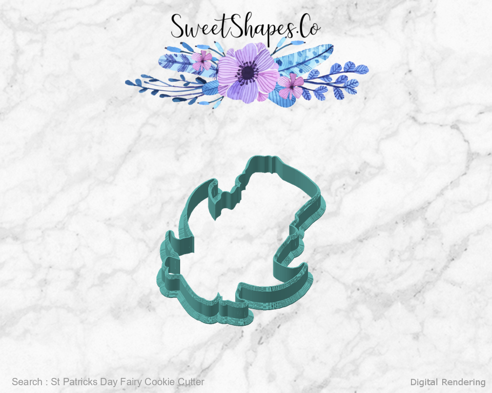 St Patricks Day Fairy Cookie Cutter — angled front view