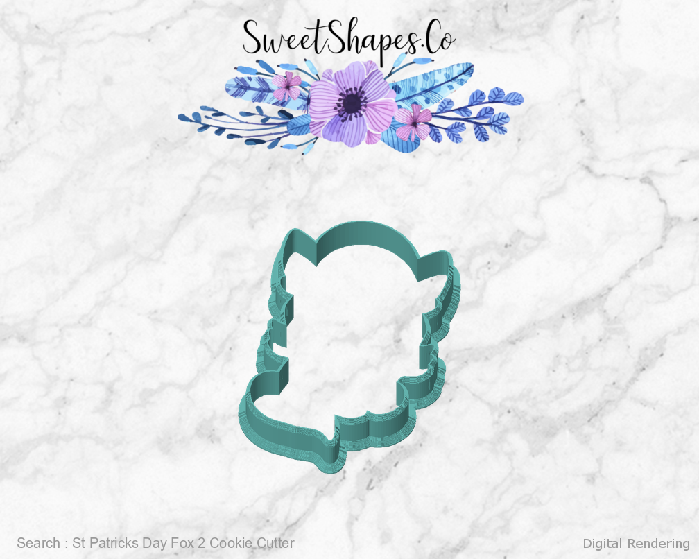 St Patricks Day Fox 2 Cookie Cutter — front view