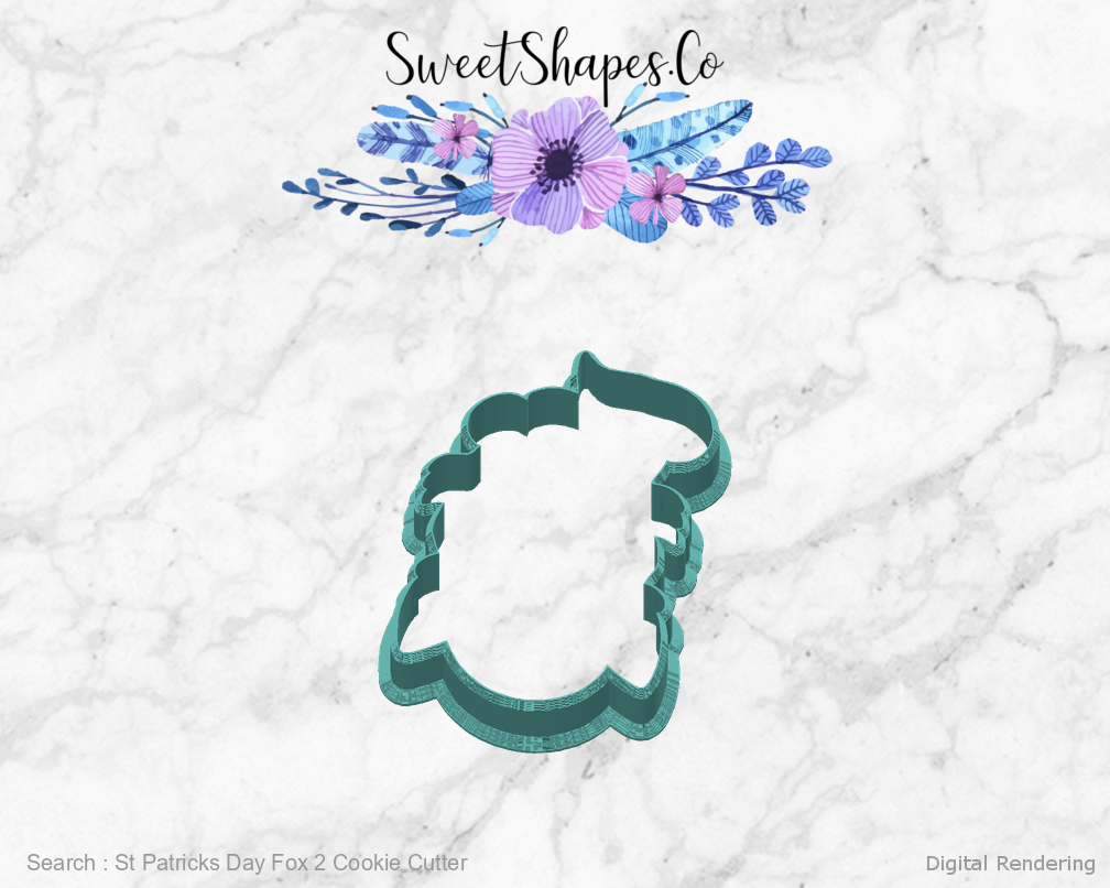 St Patricks Day Fox 2 Cookie Cutter — back view