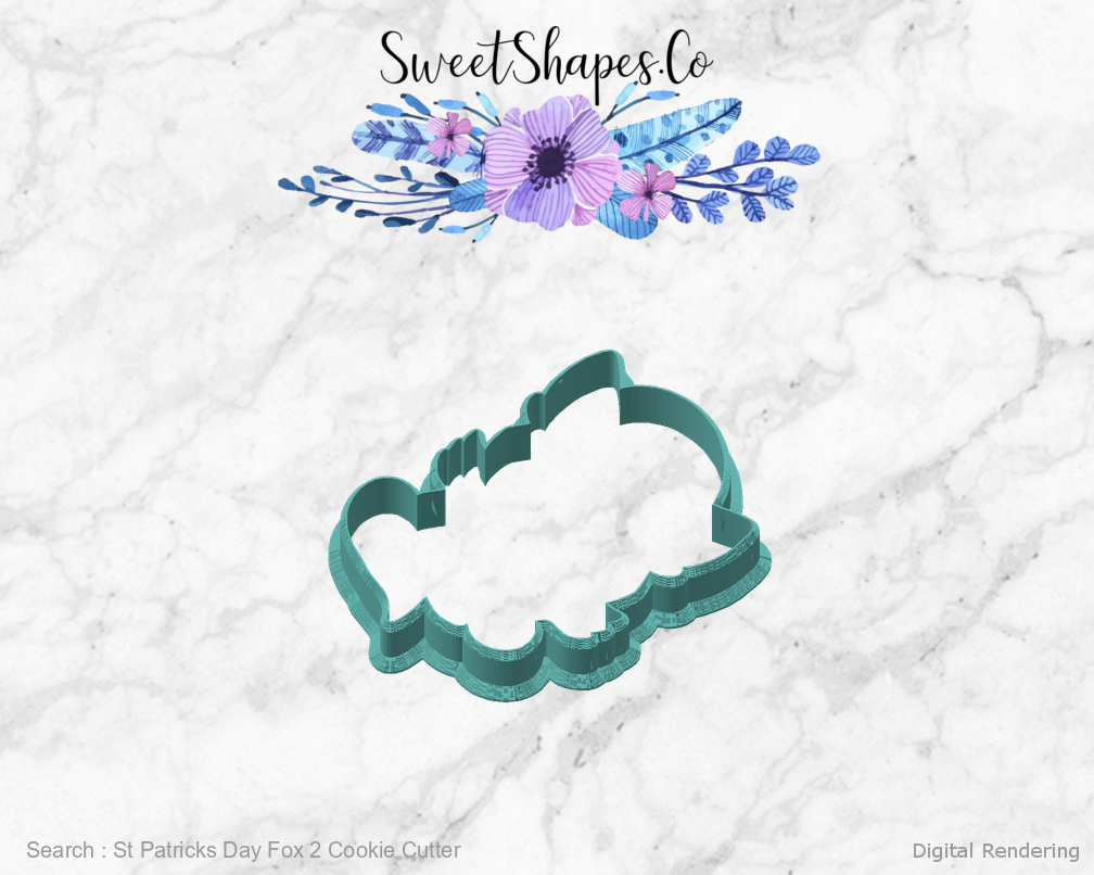 St Patricks Day Fox 2 Cookie Cutter — angled front view