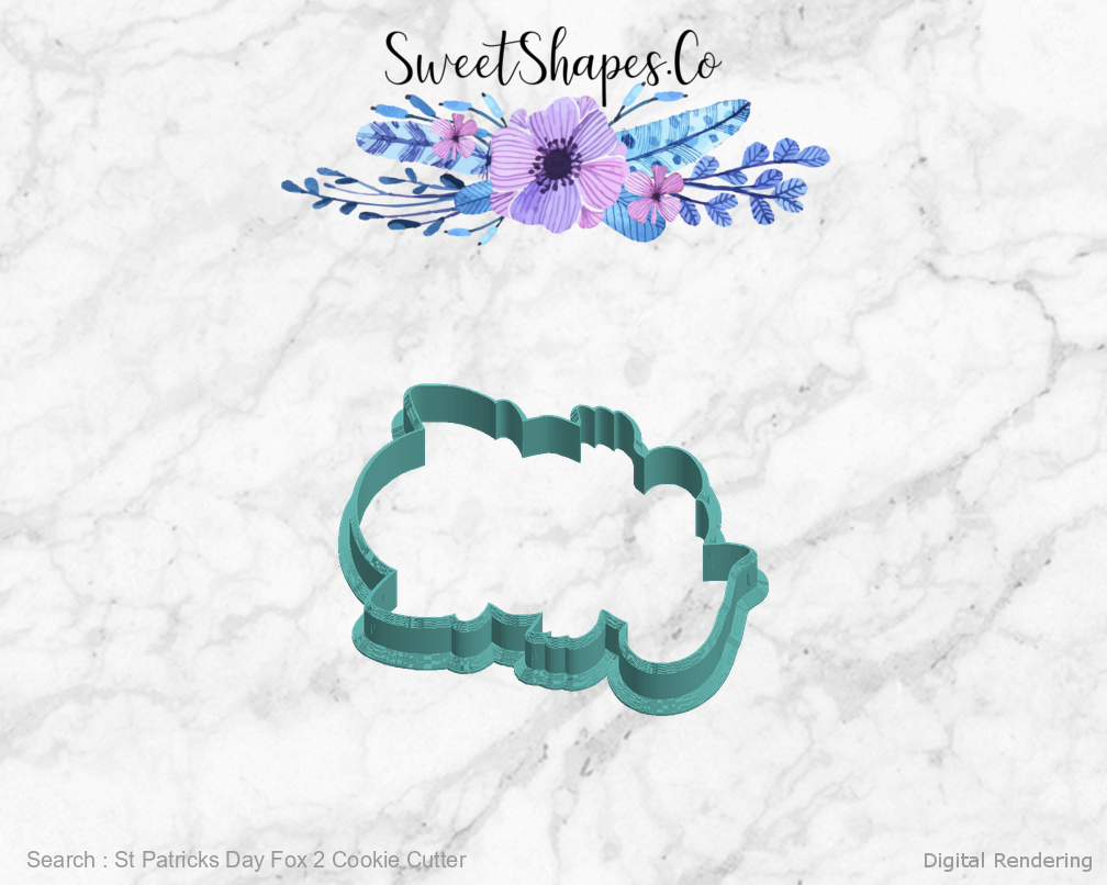 St Patricks Day Fox 2 Cookie Cutter — left view