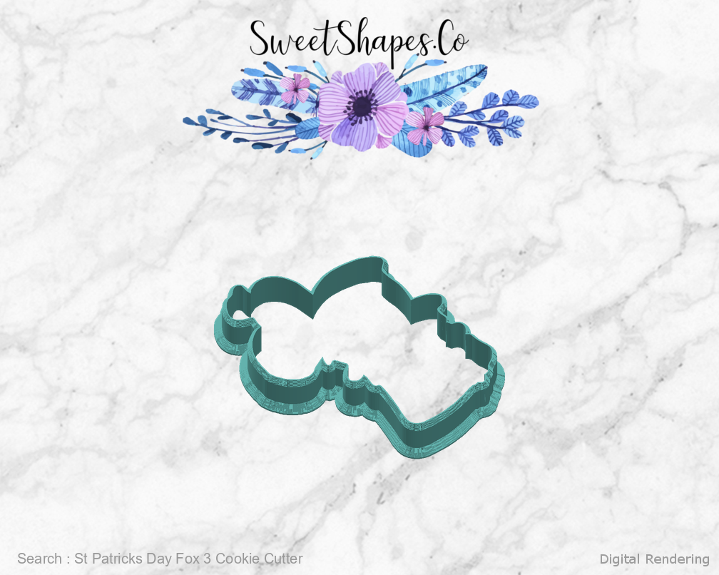 St Patricks Day Fox 3 Cookie Cutter — right view
