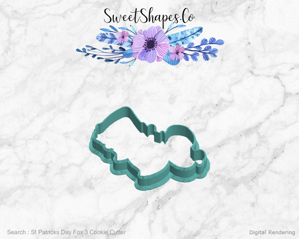 St Patricks Day Fox 3 Cookie Cutter — left view