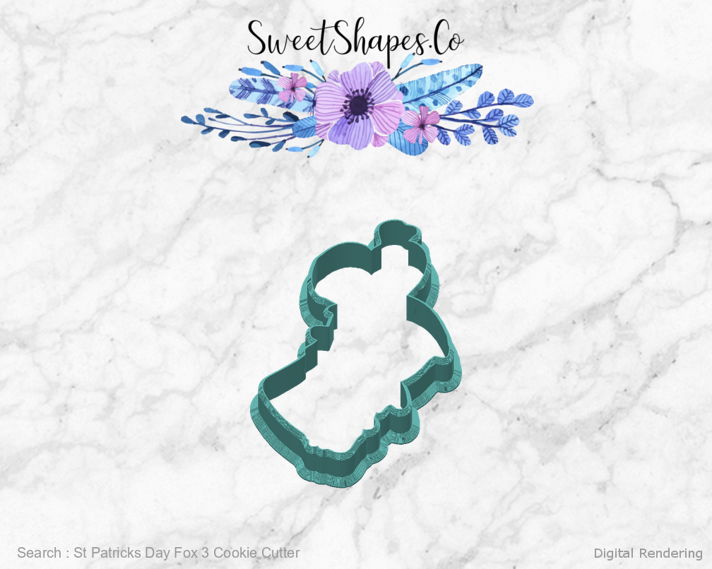 St Patricks Day Fox 3 Cookie Cutter — back view