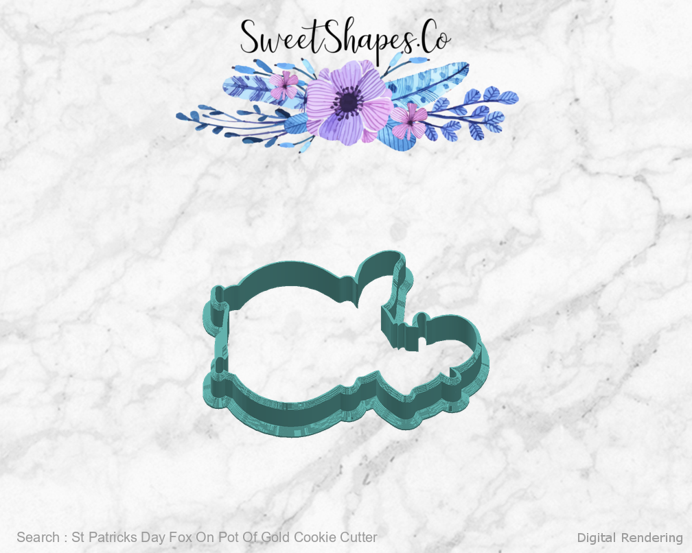 St Patricks Day Fox On Pot Of Gold Cookie Cutter — right view