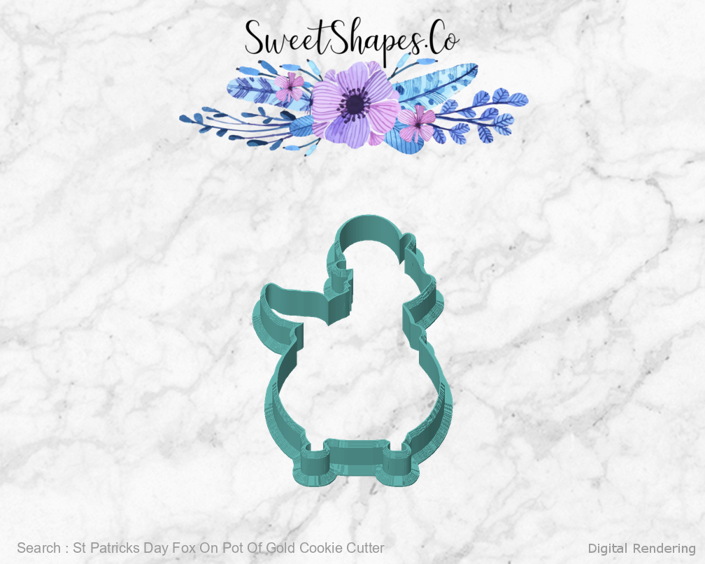 St Patricks Day Fox On Pot Of Gold Cookie Cutter — front view