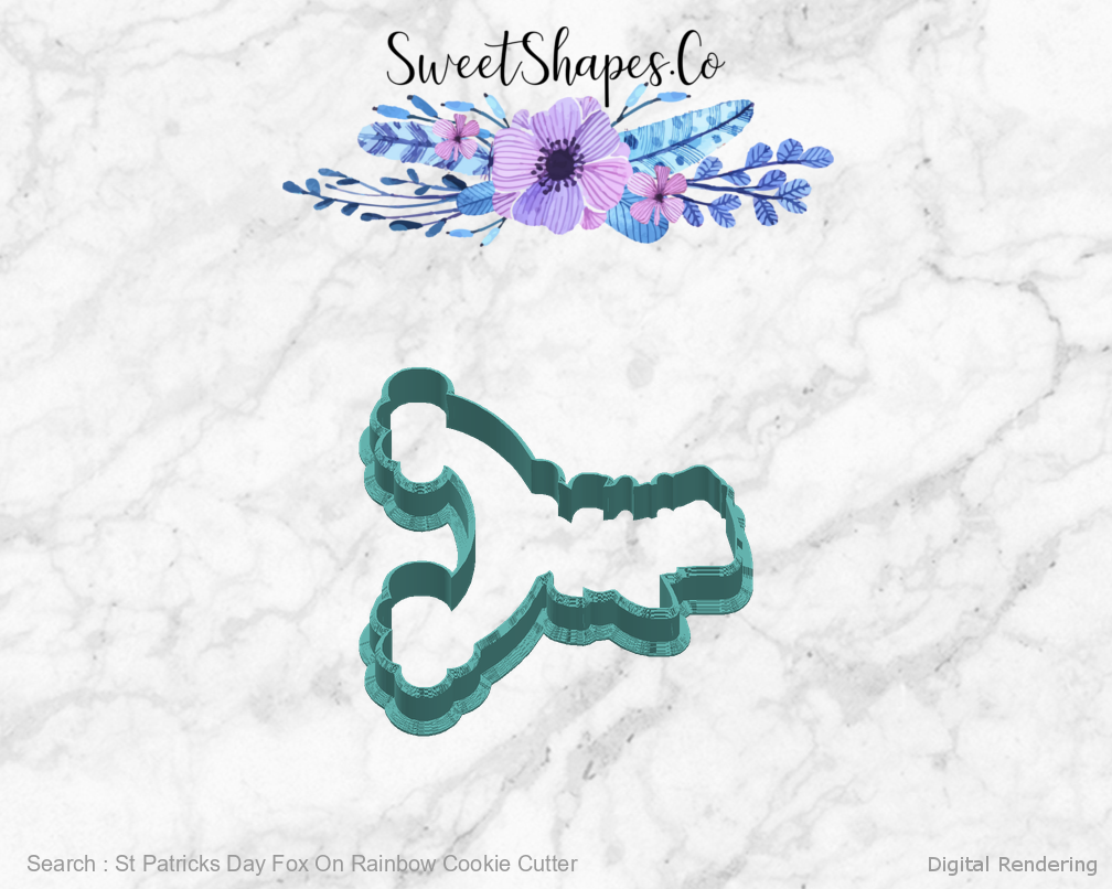 St Patricks Day Fox On Rainbow Cookie Cutter — right view