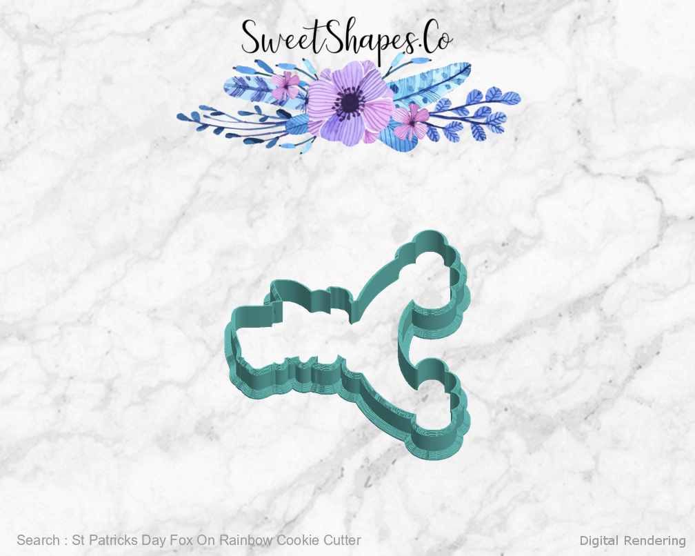 St Patricks Day Fox On Rainbow Cookie Cutter — left view