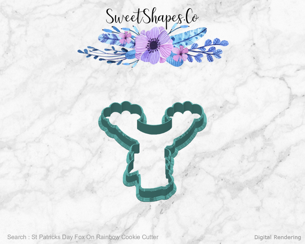St Patricks Day Fox On Rainbow Cookie Cutter — back view