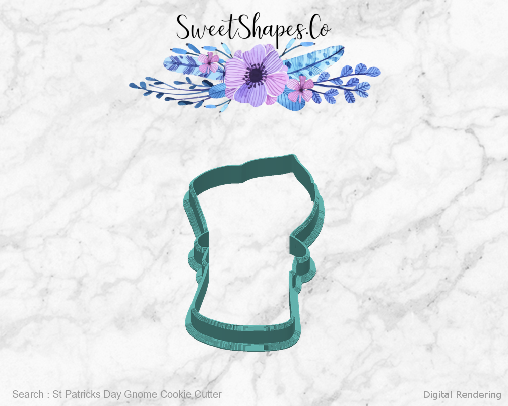 St Patricks Day Gnome Cookie Cutter — back view