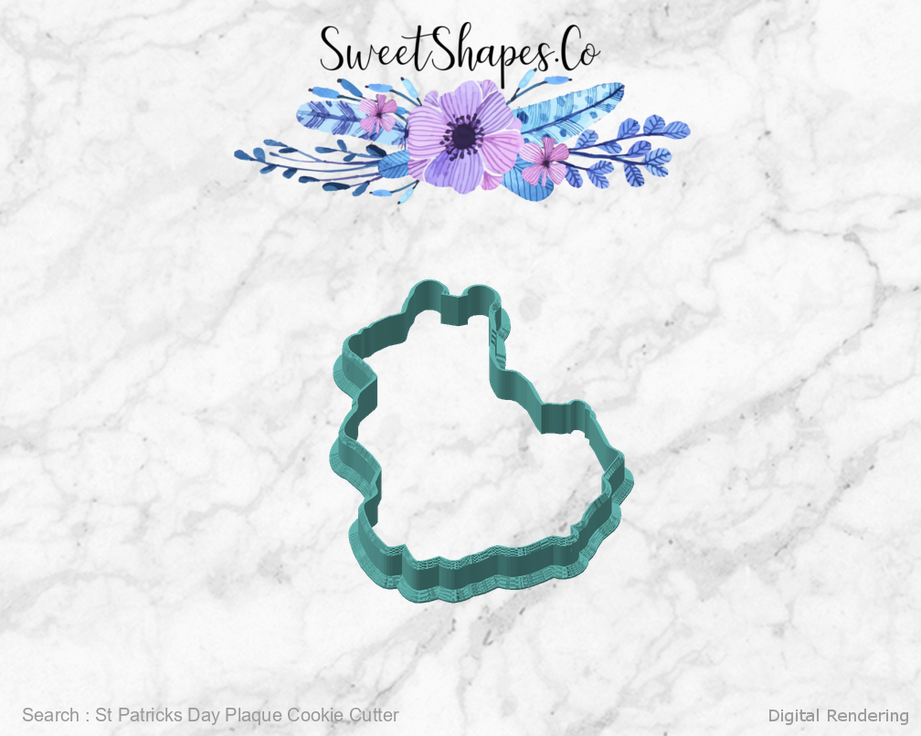 St Patricks Day Plaque Cookie Cutter — angled front view