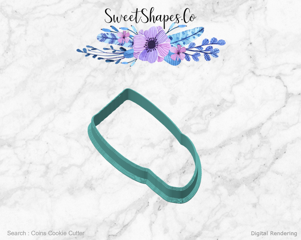 Coins Cookie Cutter — angled front view
