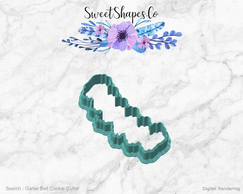 Garter Belt Cookie Cutter — angled front view