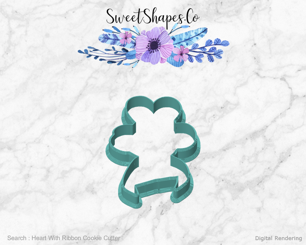 Heart With Ribbon Cookie Cutter — front view