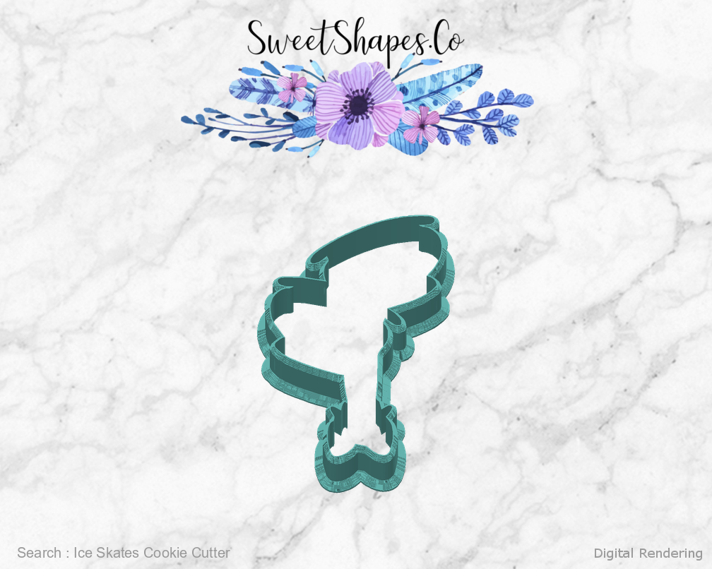 Ice Skates Cookie Cutter — back view