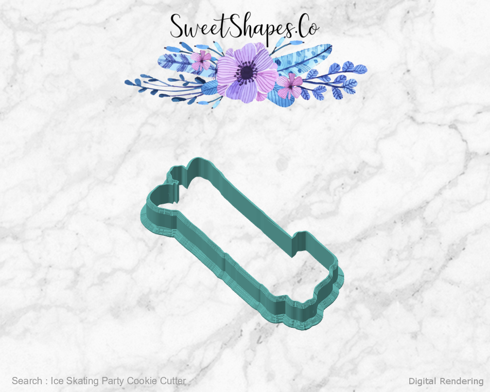 Ice Skating Party Cookie Cutter — angled front view