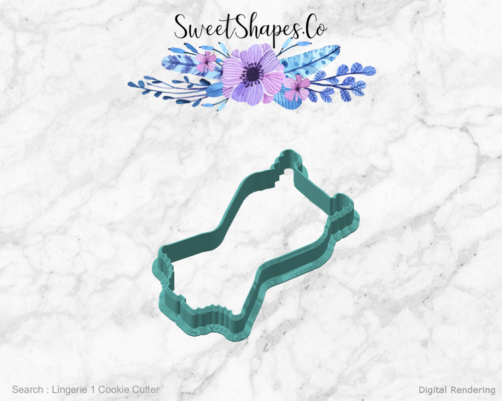 Lingerie 1 Cookie Cutter — angled front view