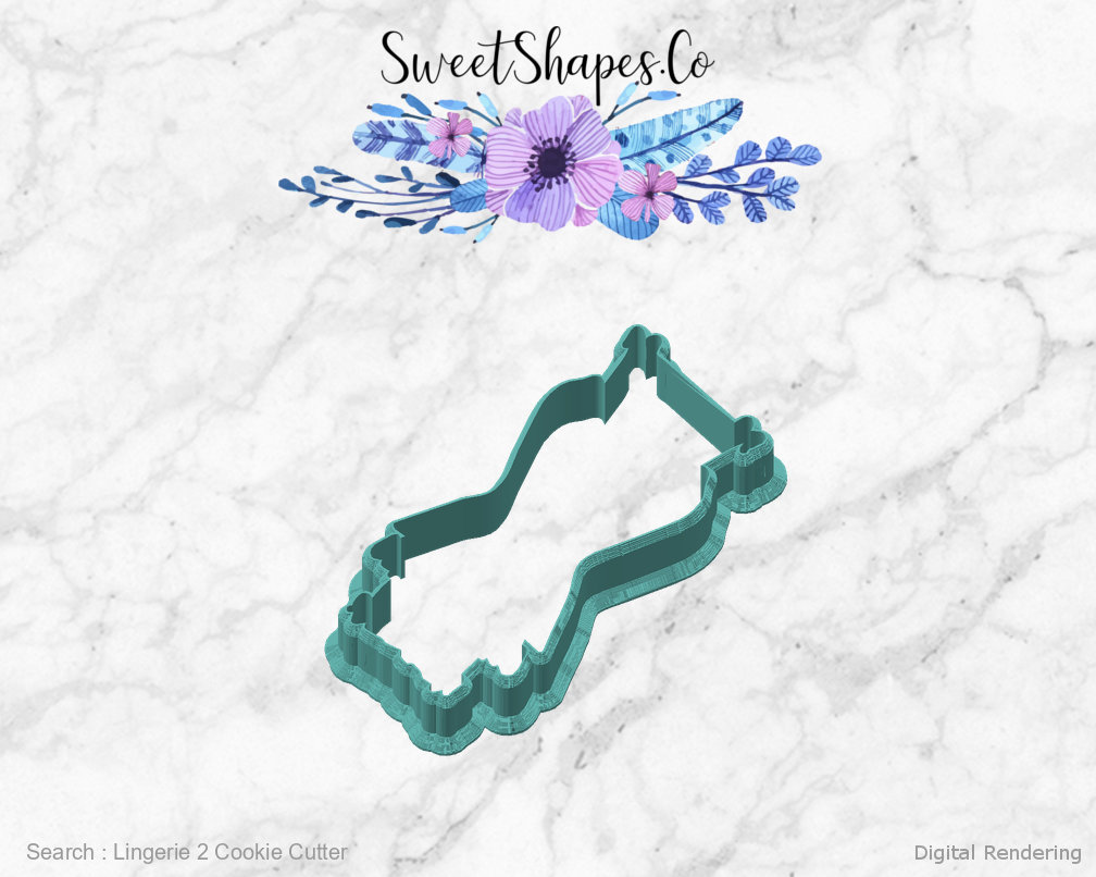 Lingerie 2 Cookie Cutter — angled front view