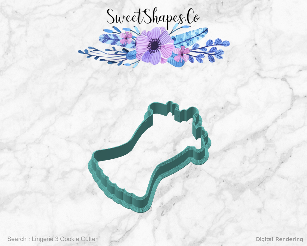 Lingerie 3 Cookie Cutter — angled front view