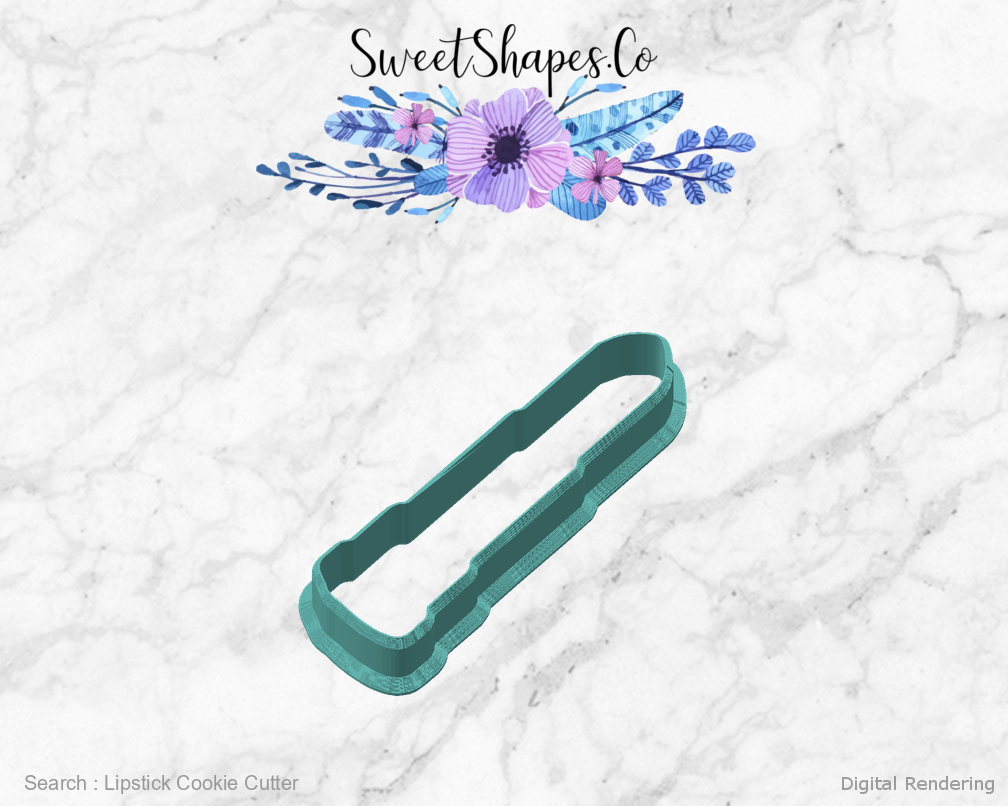 Lipstick Cookie Cutter — angled front view