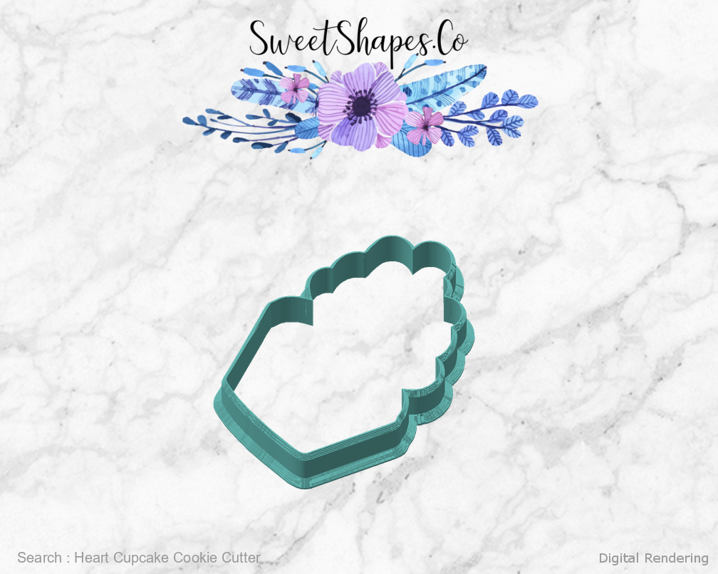 Heart Cupcake Cookie Cutter — angled front view