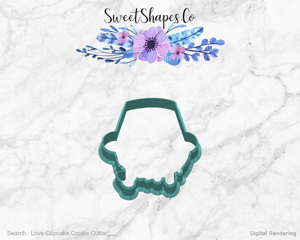 Love Cupcake Cookie Cutter — back view