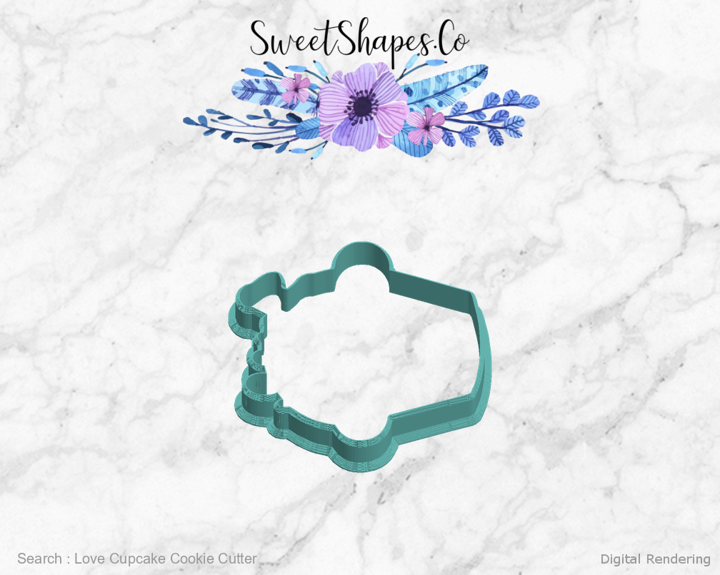 Love Cupcake Cookie Cutter — left view
