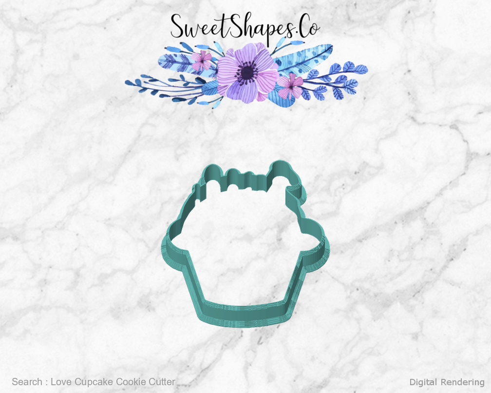 Love Cupcake Cookie Cutter — front view