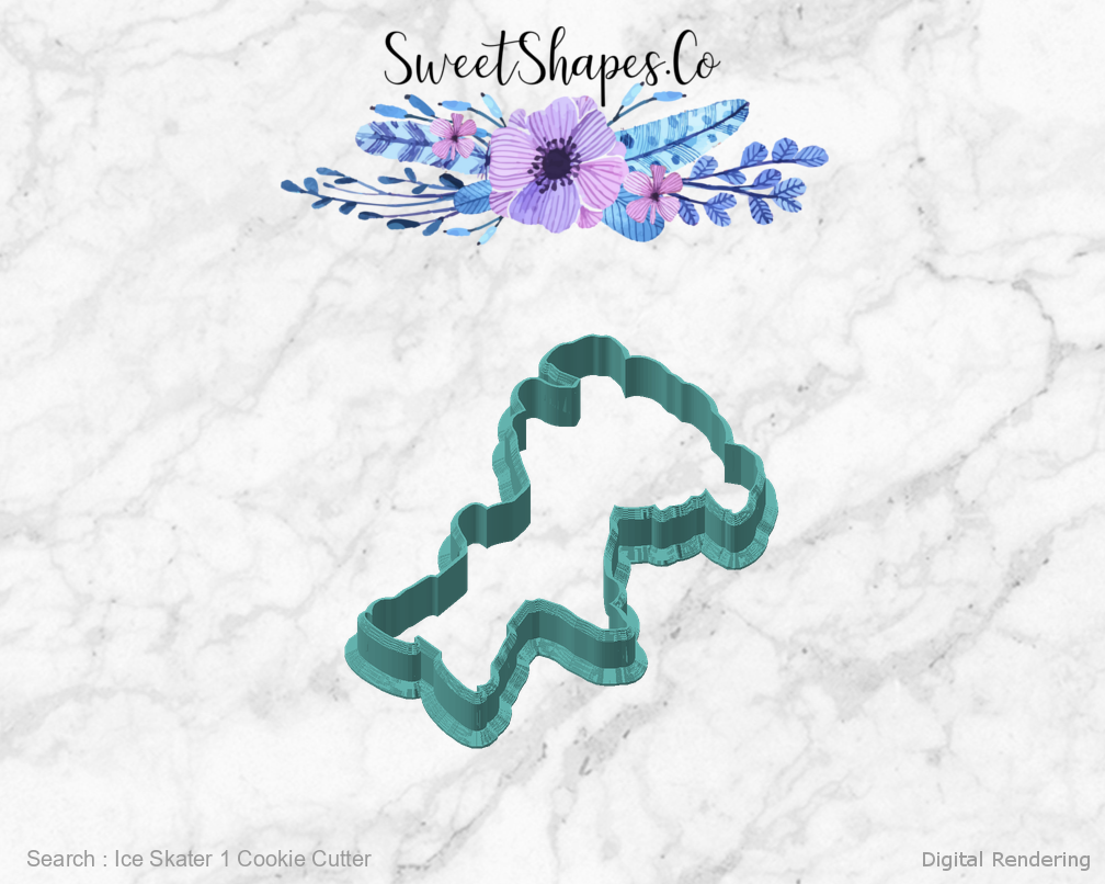 Ice Skater 1 Cookie Cutter — angled front view