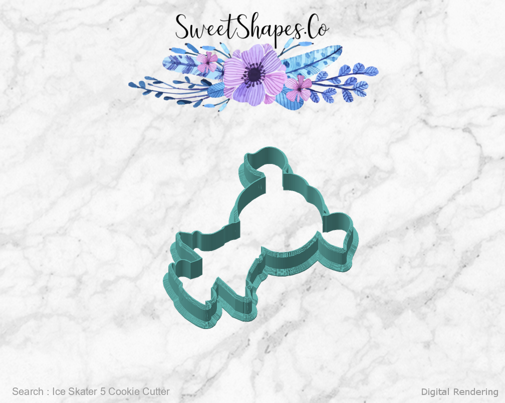 Ice Skater 5 Cookie Cutter — angled front view
