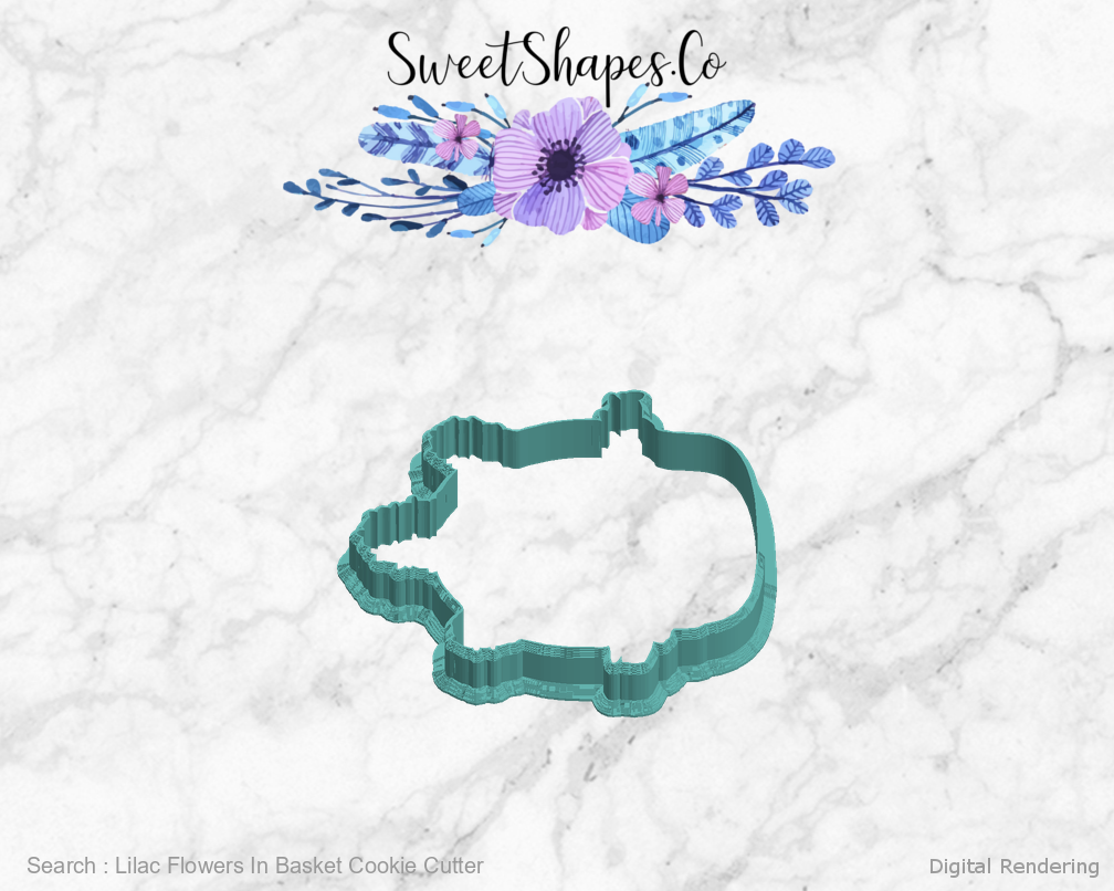 Lilac Flowers In Basket Cookie Cutter — left view